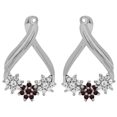 0.51 Carat Ruby and Diamond Bypass Round Flower Earring Jackets