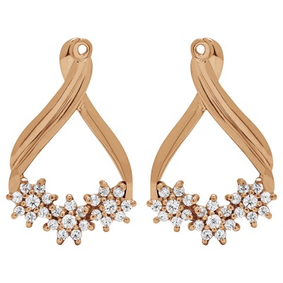 0.51 Carat Bypass Round Flower Earring Jackets in Rose Gold