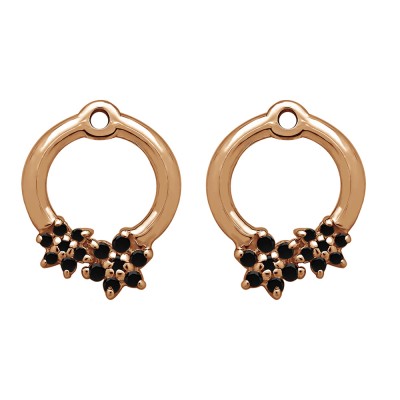 0.19 Carat Black Double Flower Prong Set Earing Jackets in Rose Gold