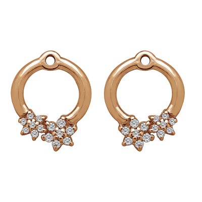 0.19 Carat Double Flower Prong Set Earing Jackets in Rose Gold
