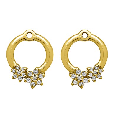 0.19 Carat Double Flower Prong Set Earing Jackets in Yellow Gold