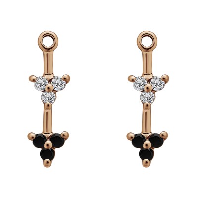 0.24 Carat Black and White Trillion Shaped Cluster Earring Jackets  in Rose Gold