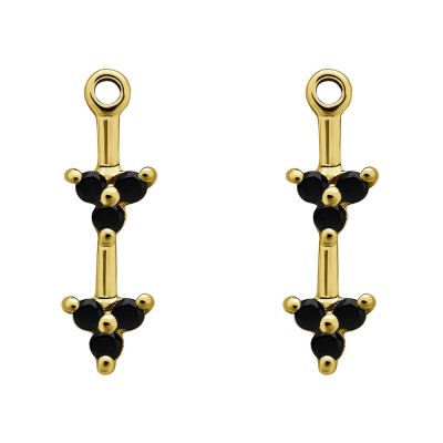 0.24 Carat Black Trillion Shaped Cluster Earring Jackets  in Yellow Gold