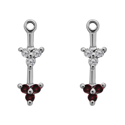 0.24 Carat Ruby and Diamond Trillion Shaped Cluster Earring Jackets