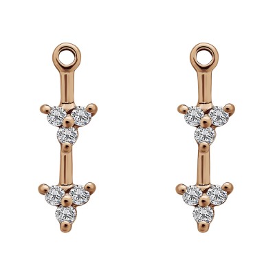 0.24 Carat Trillion Shaped Cluster Earring Jackets  in Rose Gold