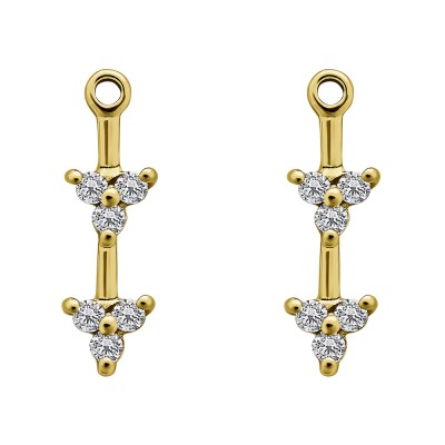 0.24 Carat Trillion Shaped Cluster Earring Jackets  in Yellow Gold