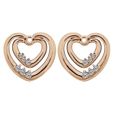 0.22 Carat Double Heart Shaped Earring Jackets in Rose Gold