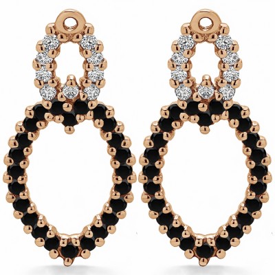 1.02 Carat Black and White Double Infinity Chandelier Earring Jacket in Rose Gold