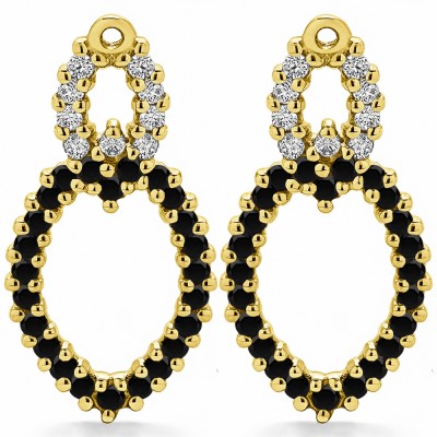 1.02 Carat Black and White Double Infinity Chandelier Earring Jacket in Yellow Gold