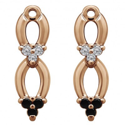 0.24 Carat Black and White Double Cluster Earring Jacket in Rose Gold