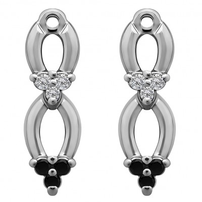 0.24 Carat Black and White Double Cluster Earring Jacket