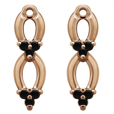 0.24 Carat Black Double Cluster Earring Jacket in Rose Gold