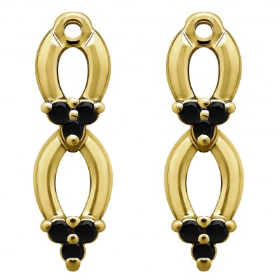0.24 Carat Black Double Cluster Earring Jacket in Yellow Gold