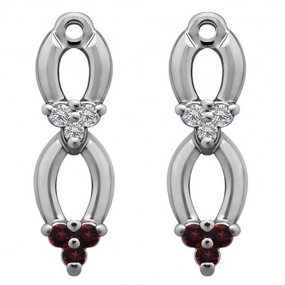 0.24 Carat Ruby and Diamond Double Cluster Earring Jacket