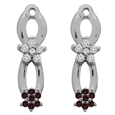 0.27 Carat Ruby and Diamond Flower Dangle Earring Jackets