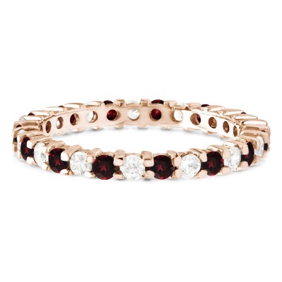Ruby and Diamond Stackable 1.9mm Double Shared Prong Eternity Ring