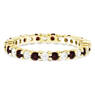 Ruby and Diamond Stackable 2.2mm Double Shared Prong Eternity Ring