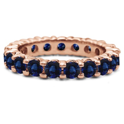 Sapphire Stackable 2.9mm Double Shared Prong Eternity Ring