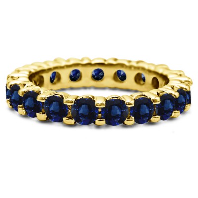 Sapphire Stackable 2.9mm Double Shared Prong Eternity Ring