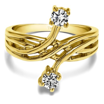 0.36 Carat Together 4Ever:  Bypass Criss Cross TwoStone Ring by TwoBirch