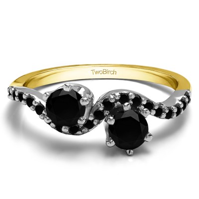 0.89 Carat Together 4Ever:  TwoStone Wave Ring by TwoBirch