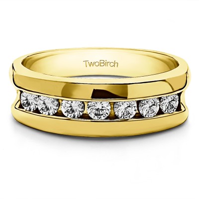 0.49 Ct. 7 Stone Channel Set Men's Wedding Band in Yellow Gold