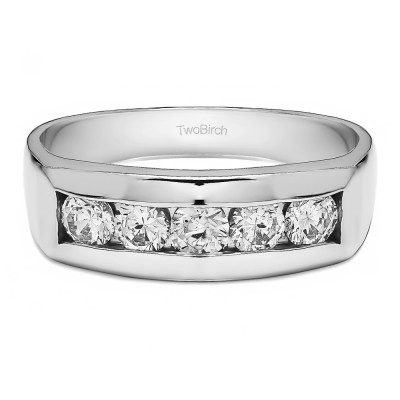 0.75 Ct. 5 Stone Channel Set Men's Wedding Ring
