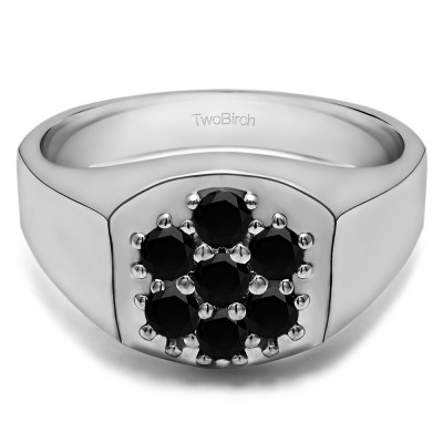 0.74 Ct. Black Stone Cluster Men's Fashion Ring