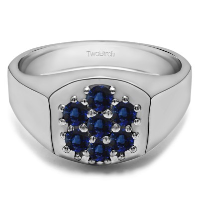 0.74 Ct. Sapphire Cluster Men's Fashion Ring