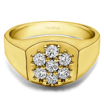 0.74 Ct. Cluster Men's Fashion Ring in Yellow Gold