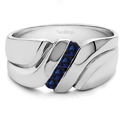 0.24 Ct. Sapphire Four Stone Twisted Shank Men's Wedding Band