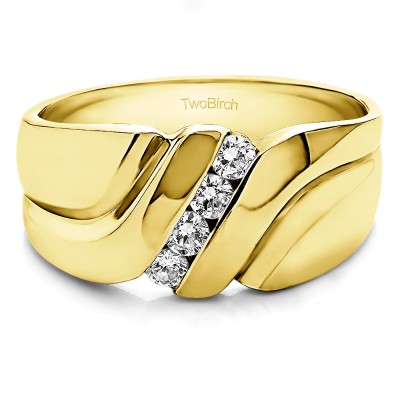 0.24 Ct. Four Stone Twisted Shank Men's Wedding Band in Yellow Gold