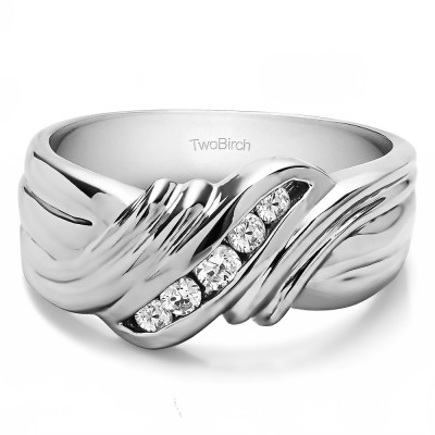 0.27 Ct. Five Stone Twisted Shank Men's Wedding Band