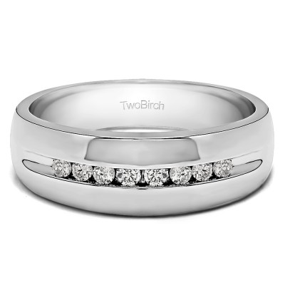 0.32 Ct. Eight Stone Thin Channel Set Men's Wedding Ring with Open Ends