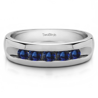 0.25 Ct. Sapphire Wide Channel Set Men's Ring with Open End Design
