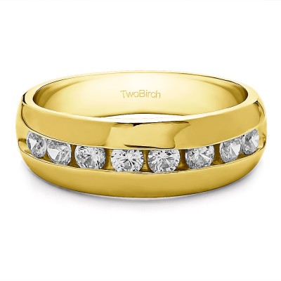 0.52 Ct. Channel set Men's Band with Open Ended Channel in Yellow Gold