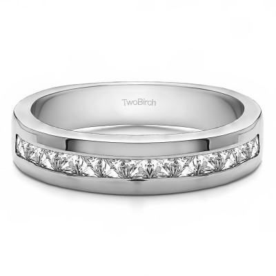 0.98 Ct. Twelve Stone Channel Set Princess Cut Men's Wedding Ring With Cubic Zirconia Mounted in Sterling Silver.(Size 9.25)