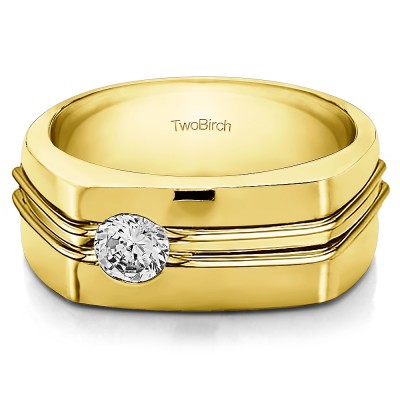 0.25 Ct. Burnished Solitaire Men's Wedding Ring in Yellow Gold