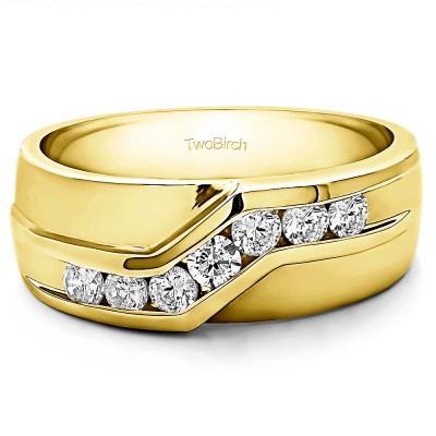 0.75 Ct. Twisted Channel Set Men's Wedding Band in Yellow Gold