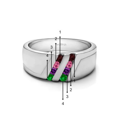0.5 Ct. Birthstone Double Row Twisted Channel Set Men's Wedding Band in White Gold