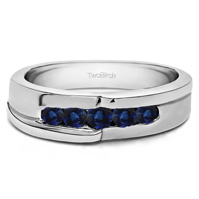 0.25 Ct. Sapphire Five Stone Twisted Channel Set Men's Wedding Band