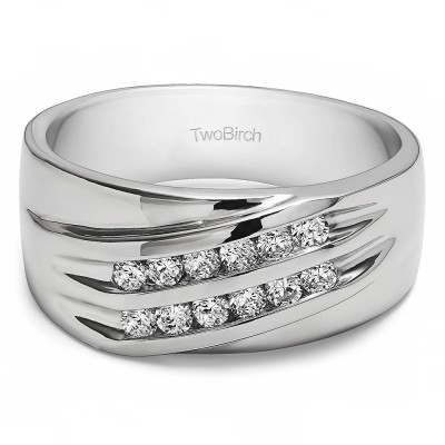 0.48 Ct. Double Row Channel Set Men's Wedding Band
