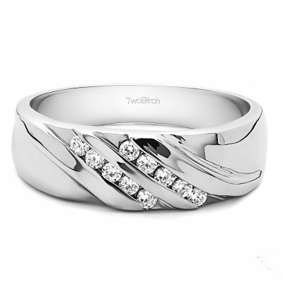 0.24 Ct. Double Row Channel Set Twisted Men's Ring