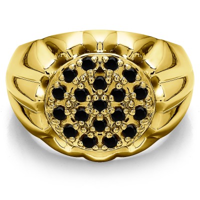0.48 Ct. Black Stone Men's Cluster Fashion Ring in Yellow Gold