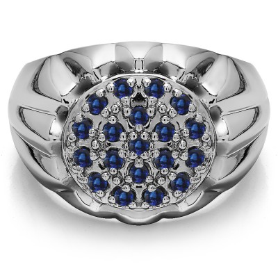 0.48 Ct. Sapphire Men's Cluster Fashion Ring