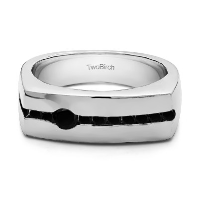 0.5 Ct. Black Stone Men's Unique Channel Set Wedding ring or Men's Fashion Ring