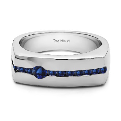 0.5 Ct. Sapphire Men's Unique Channel Set Wedding ring or Men's Fashion Ring