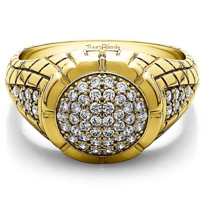 0.54 Ct. Domed Men's Ring with Engraved Design in Yellow Gold