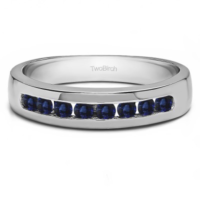 0.48 Ct. Sapphire Eight Stone Channel Set Men's Wedding Ring