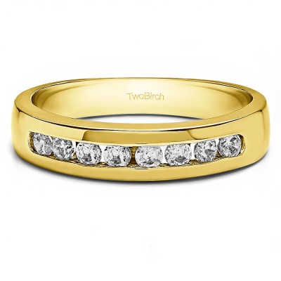 0.48 Ct. Eight Stone Channel Set Men's Wedding Ring in Yellow Gold